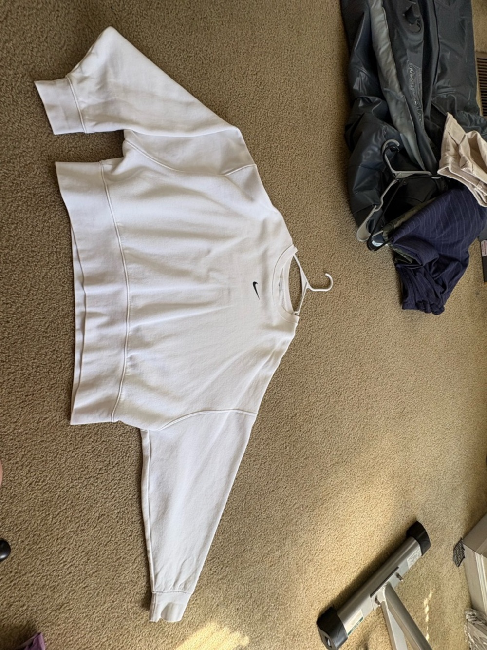 Nike White Crewneck Sweatshirt with Black Swoosh Tag